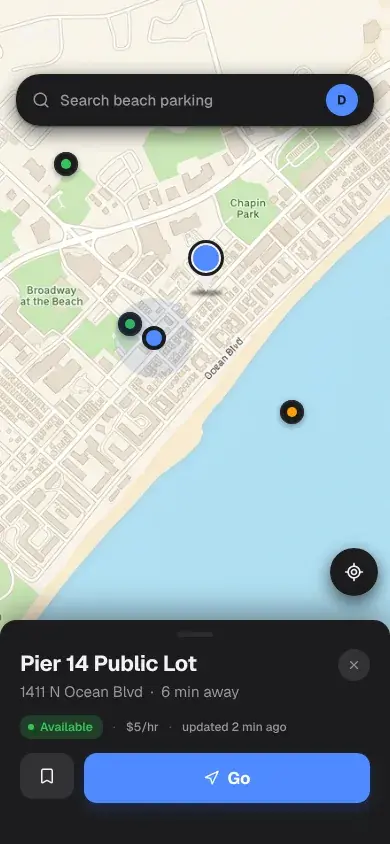 BeachSpot mobile app — Live map